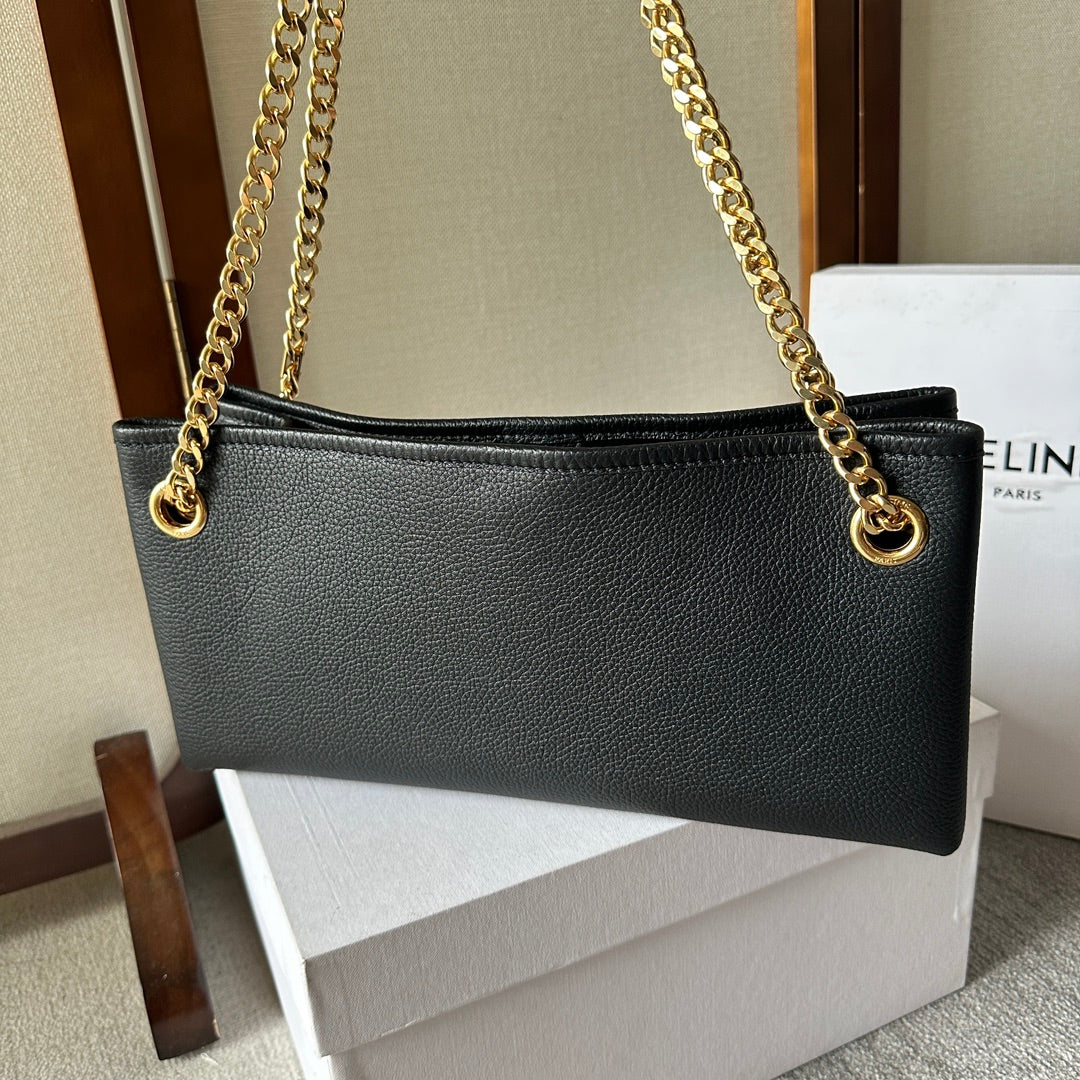 CELINE NEWSPAPER TRIOMPHE SOFT 31 BLACK IN CALFSKIN