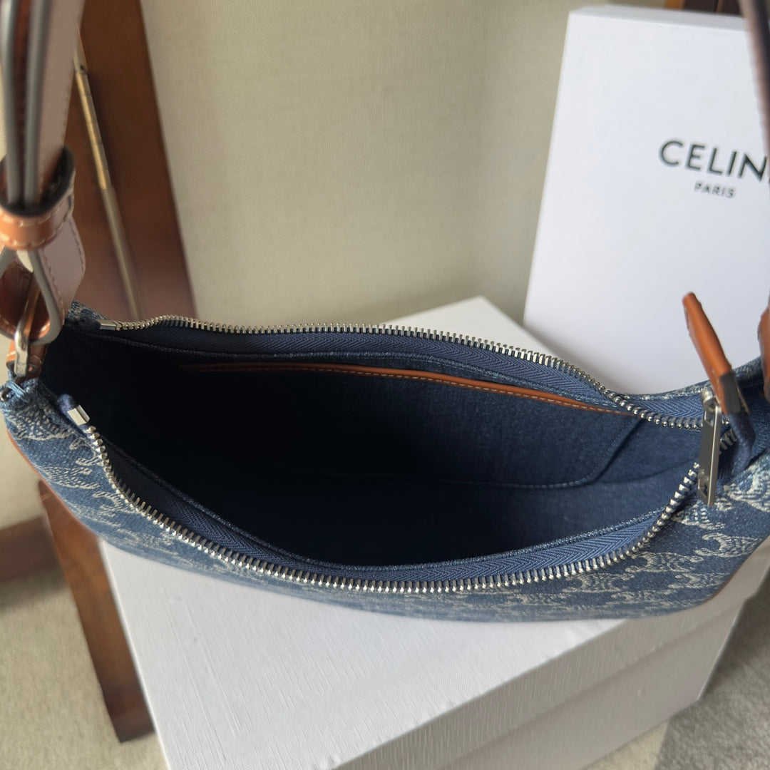 CELINE AVA BAG 24 IN BAYOUX BLUE TRIOMPHE DENIM