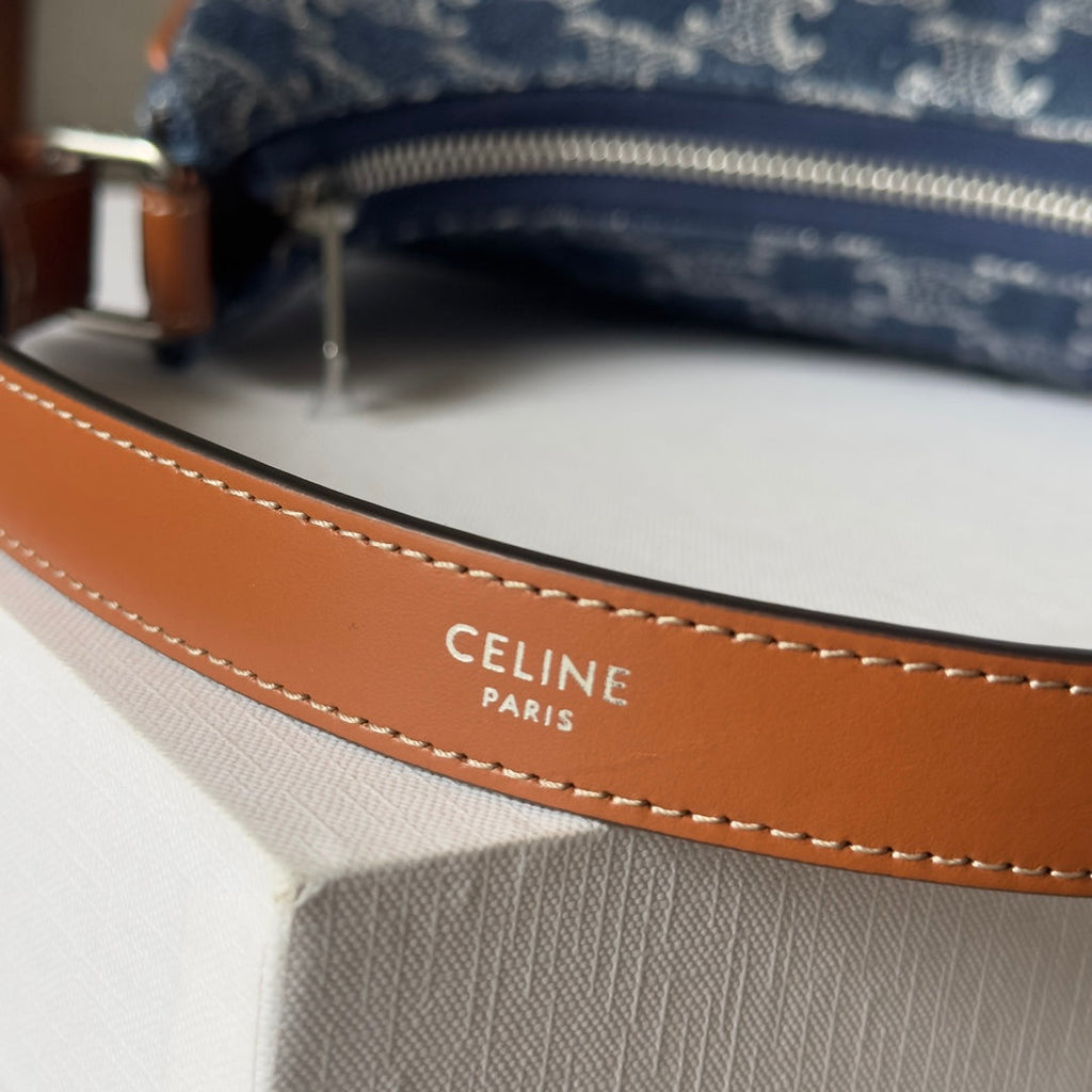CELINE AVA BAG 24 IN BAYOUX BLUE TRIOMPHE DENIM