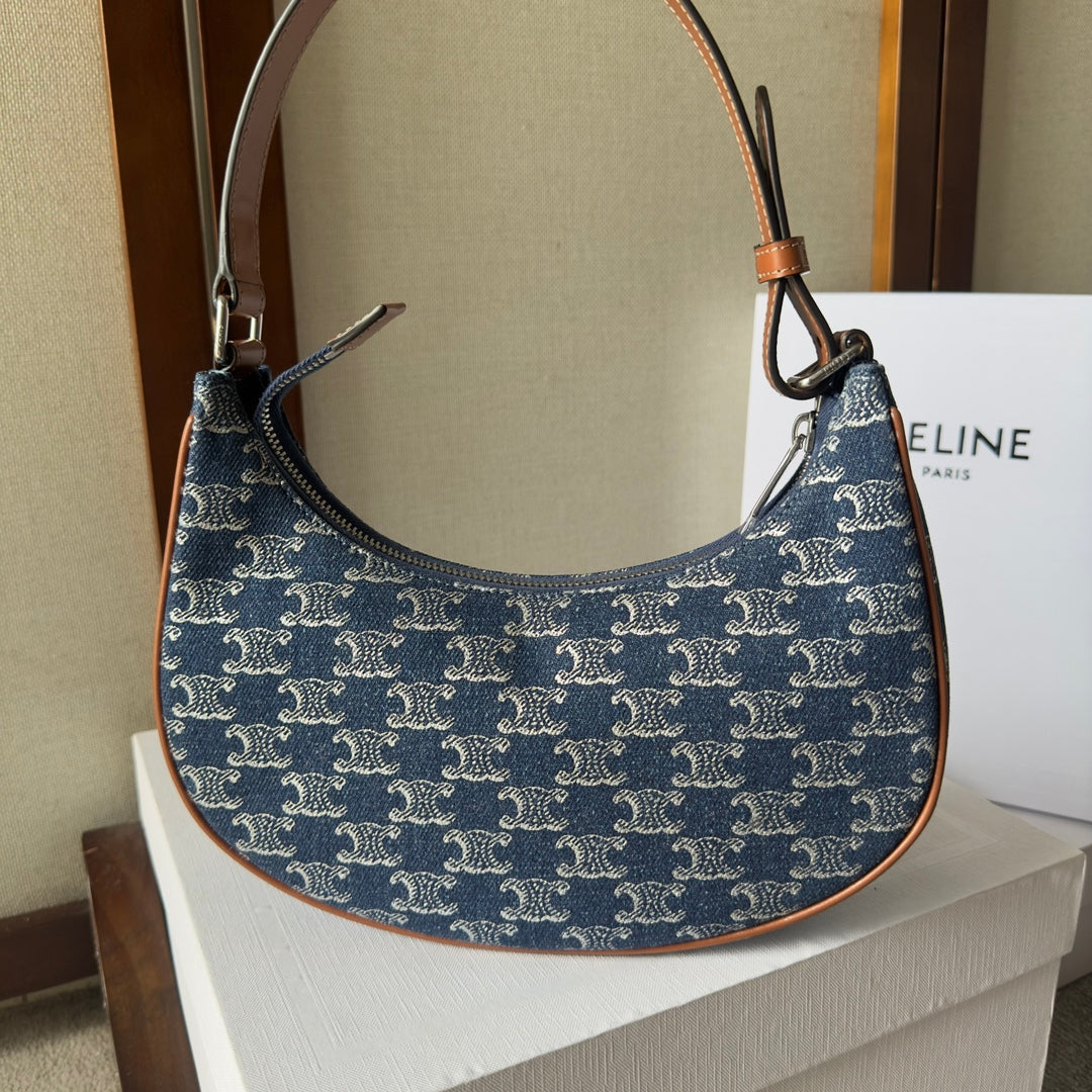 CELINE AVA BAG 24 IN BAYOUX BLUE TRIOMPHE DENIM