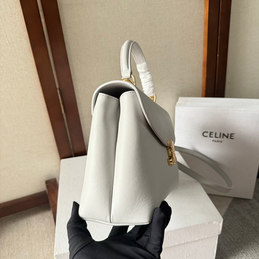 CELINE MEDIUM NINO BAG 25 IN WHITE SOFT CALFSKIN GOLD HARDWARE