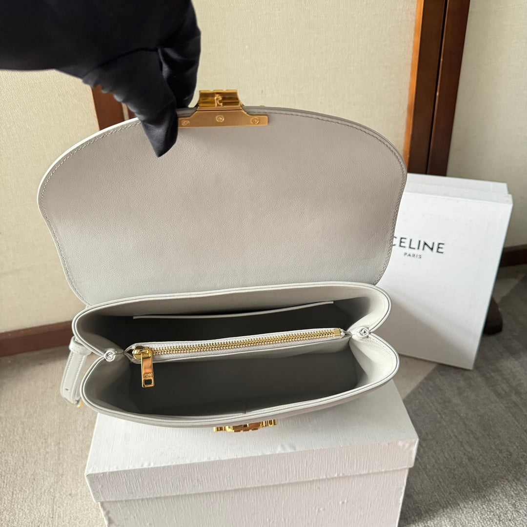 CELINE MEDIUM NINO BAG 25 IN WHITE SOFT CALFSKIN GOLD HARDWARE