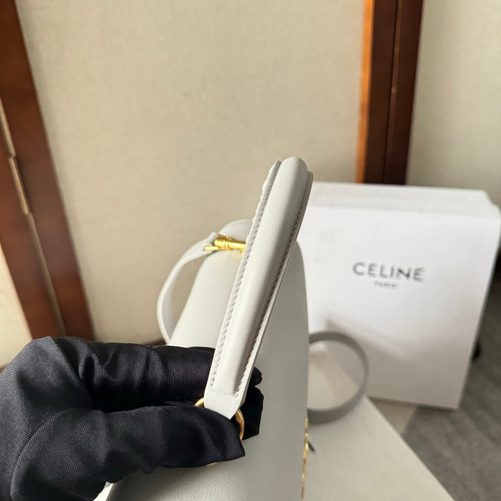 CELINE MEDIUM NINO BAG 25 IN WHITE SOFT CALFSKIN GOLD HARDWARE