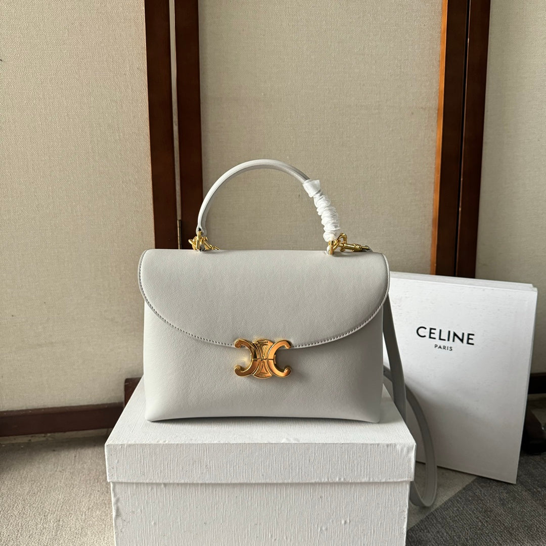 CELINE MEDIUM NINO BAG 25 IN WHITE SOFT CALFSKIN GOLD HARDWARE