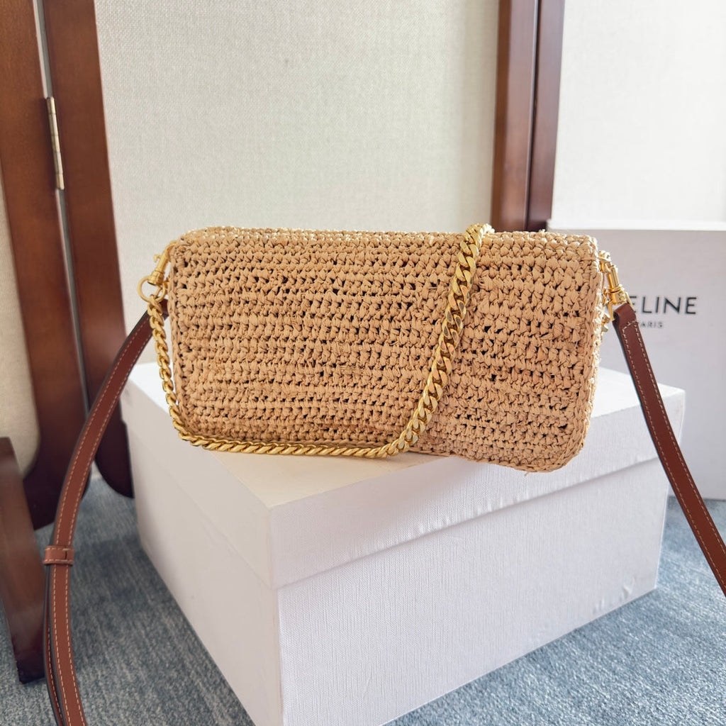 CELINE MULTIPOCHETTE BAG 23 IN BROWN RAFFIA