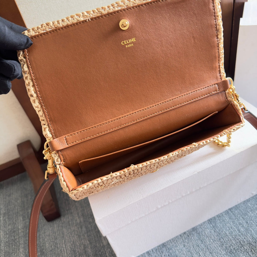 CELINE MULTIPOCHETTE BAG 23 IN BROWN RAFFIA