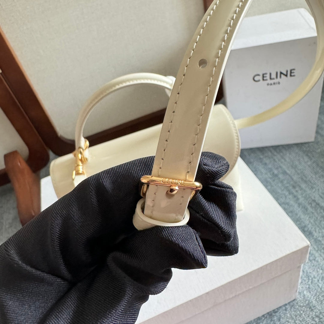 CELINE TEEN NINO BAG 20 IN WHITE GLOSSY CALFSKIN GOLD HARDWARE
