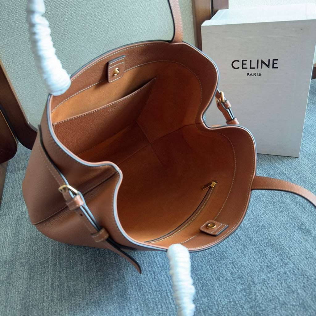 CELINE SMALL CABAS ANAÏS CUIR TRIOMPHE 28 IN BRONZE ORANGE GRAINED CALFSKIN