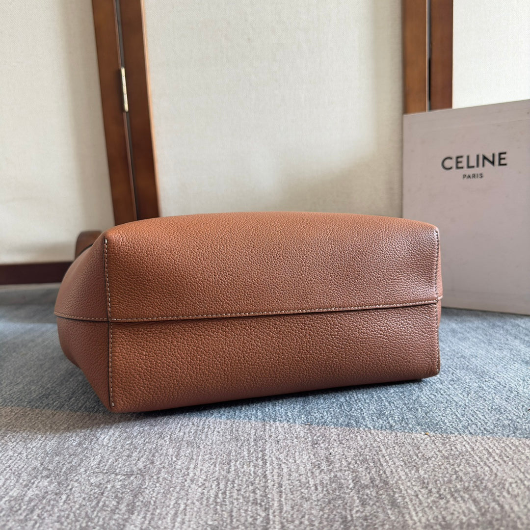 CELINE SMALL CABAS ANAÏS CUIR TRIOMPHE 28 IN BRONZE ORANGE GRAINED CALFSKIN