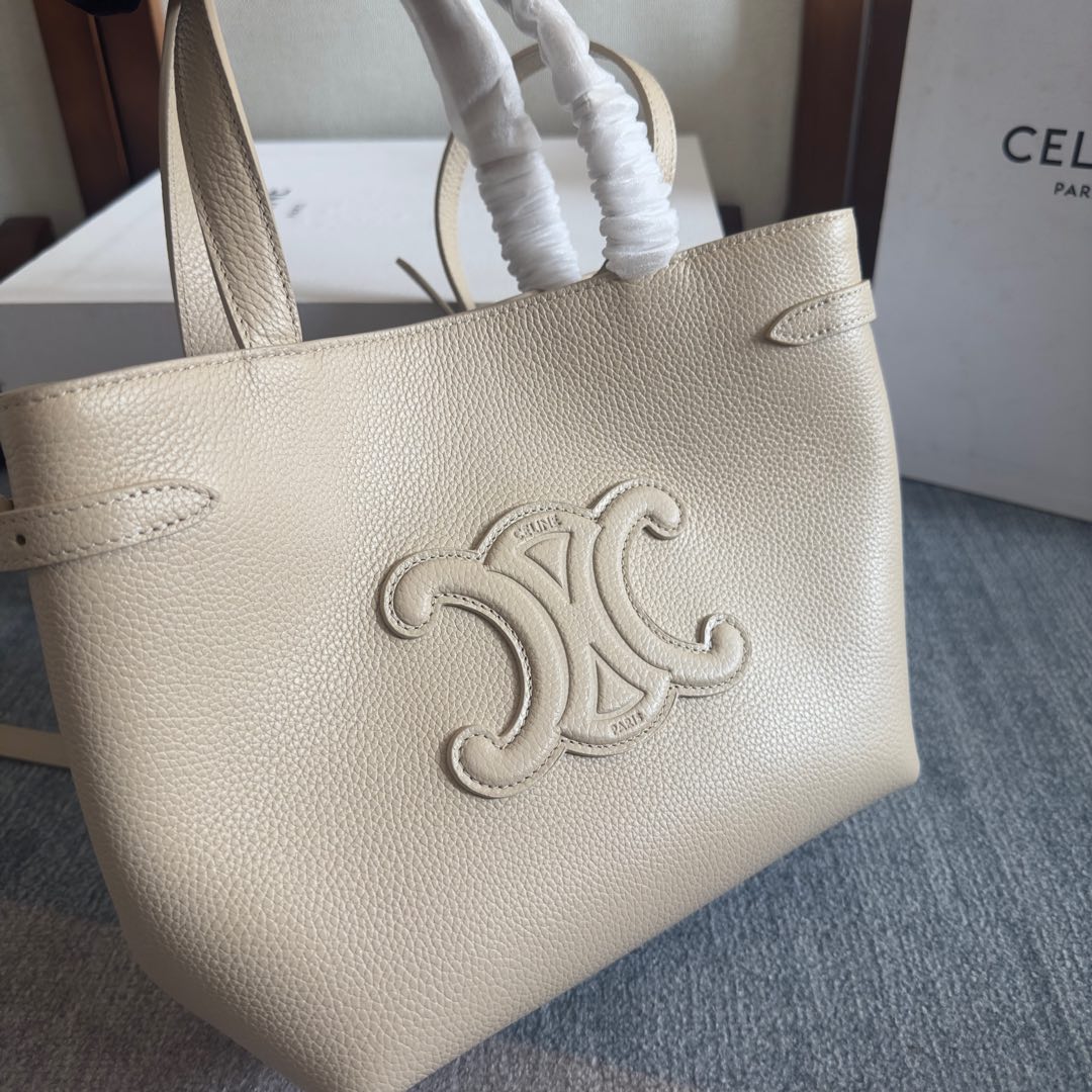 CELINE MINI CABAS ANAÏS CUIR TRIOMPHE 20 IN BEIGE GRAINED CALFSKIN
