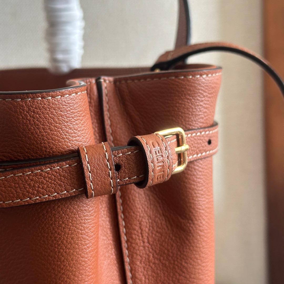 CELINE MINI CABAS ANAÏS CUIR TRIOMPHE 20 IN BRONZE ORANGE GRAINED CALFSKIN