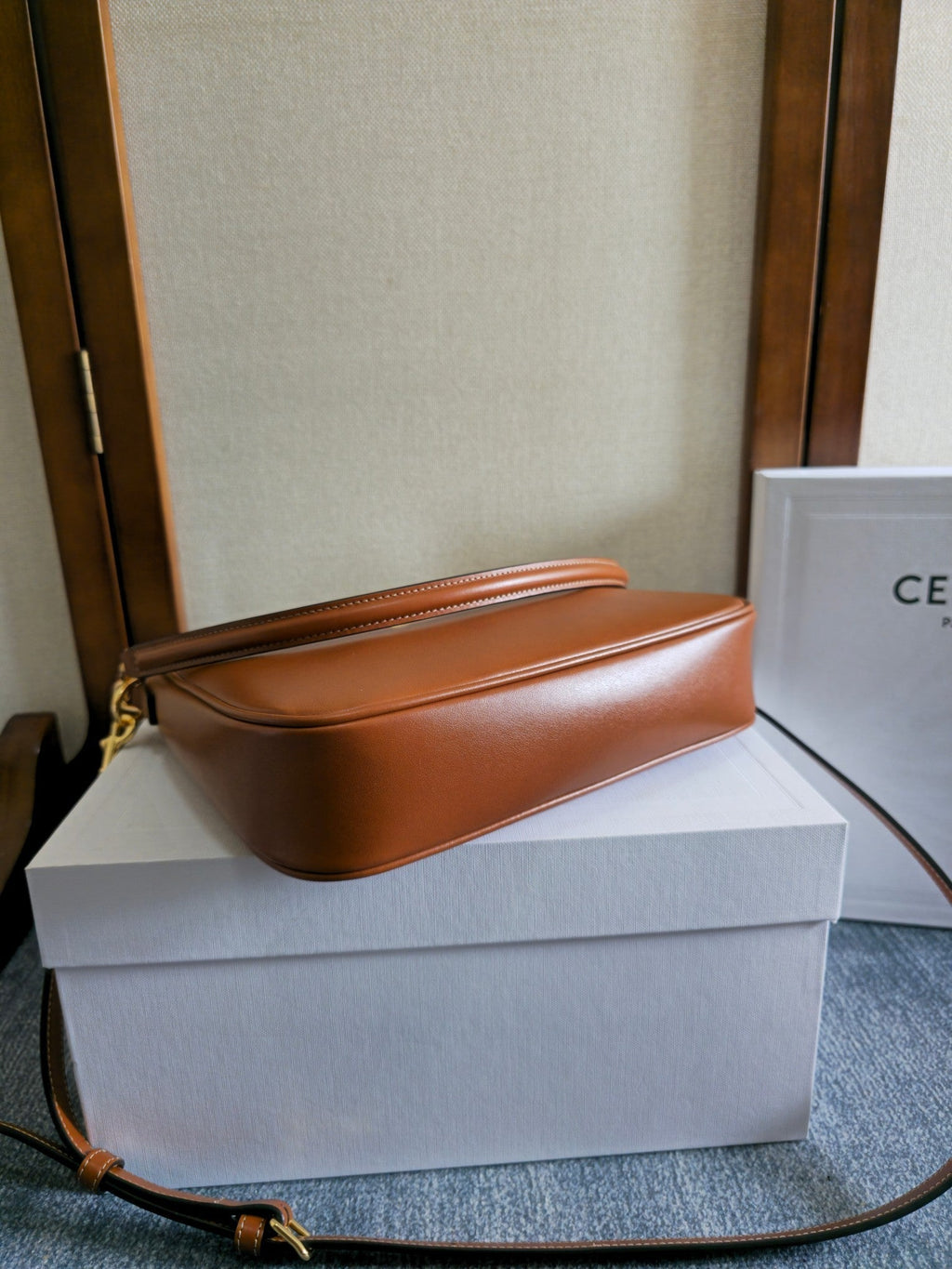CELINE SMALL CAMILLE 16 SOFT BAG 24 IN BURNT SIENNA SMOOTH CALFSKIN
