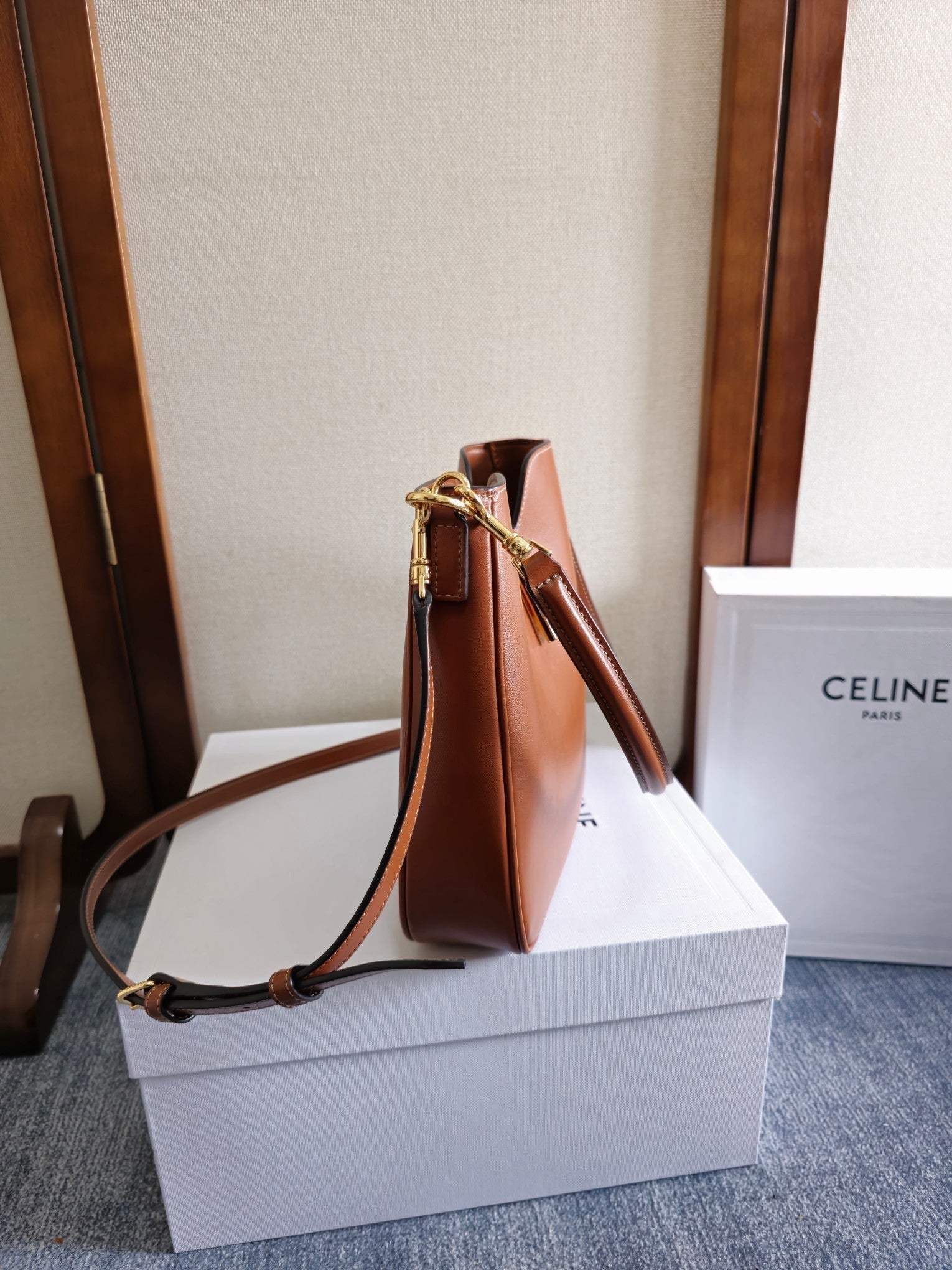 CELINE SMALL CAMILLE 16 SOFT BAG 24 IN BURNT SIENNA SMOOTH CALFSKIN
