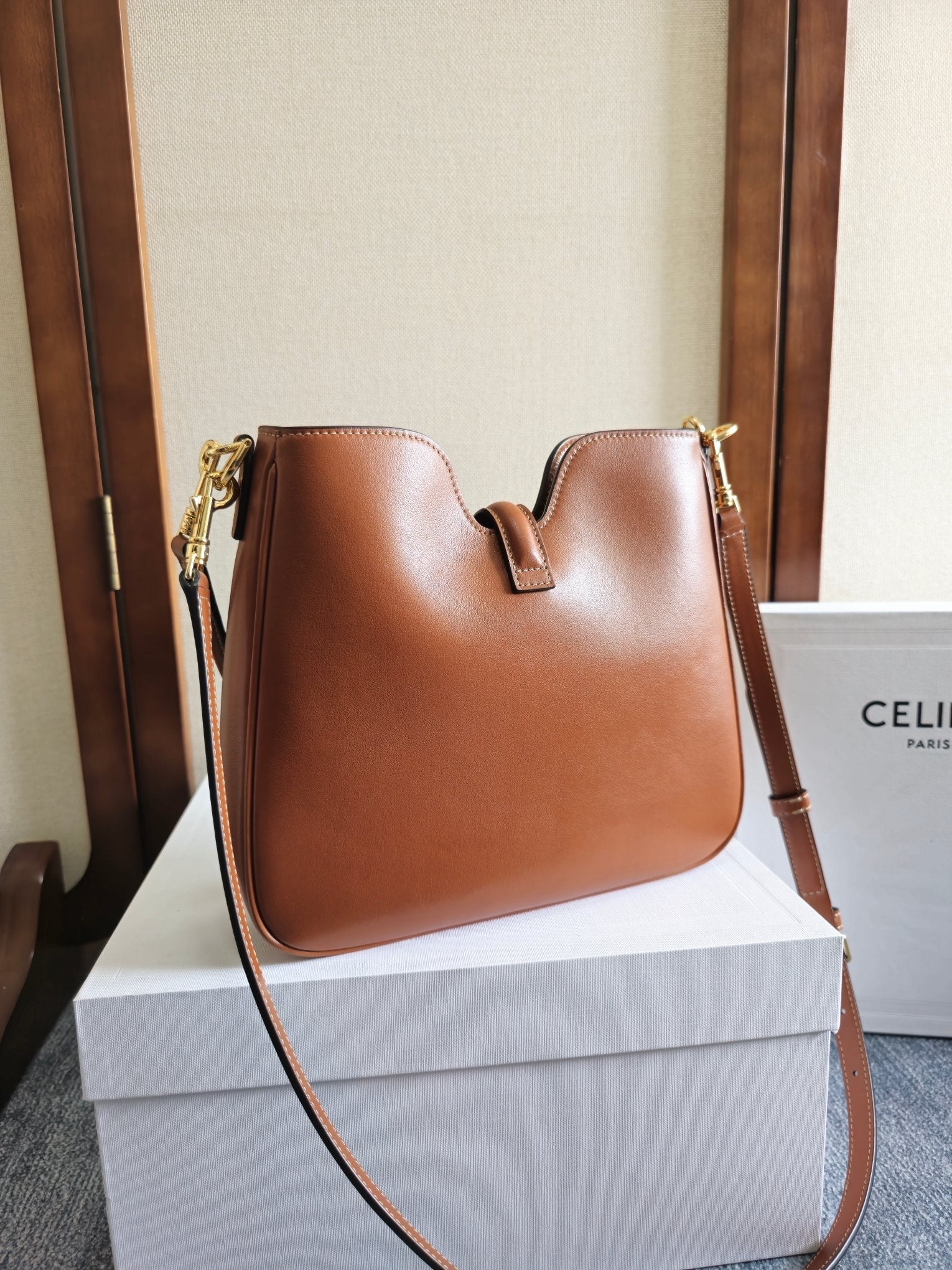 CELINE SMALL CAMILLE 16 SOFT BAG 24 IN BURNT SIENNA SMOOTH CALFSKIN