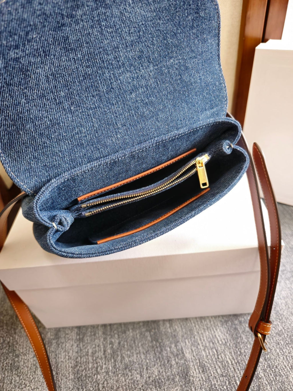 CELINE TEEN NINO BAG 20.5 IN DENIM TRIOMPHE KELLY