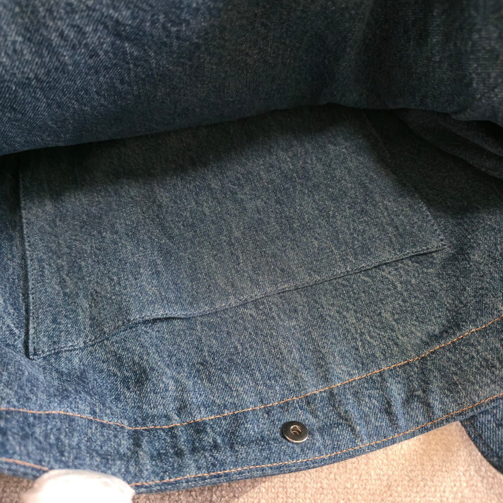 CELINE 25S DENIM CABAS BAG 50MM IN BLUE CANVAS