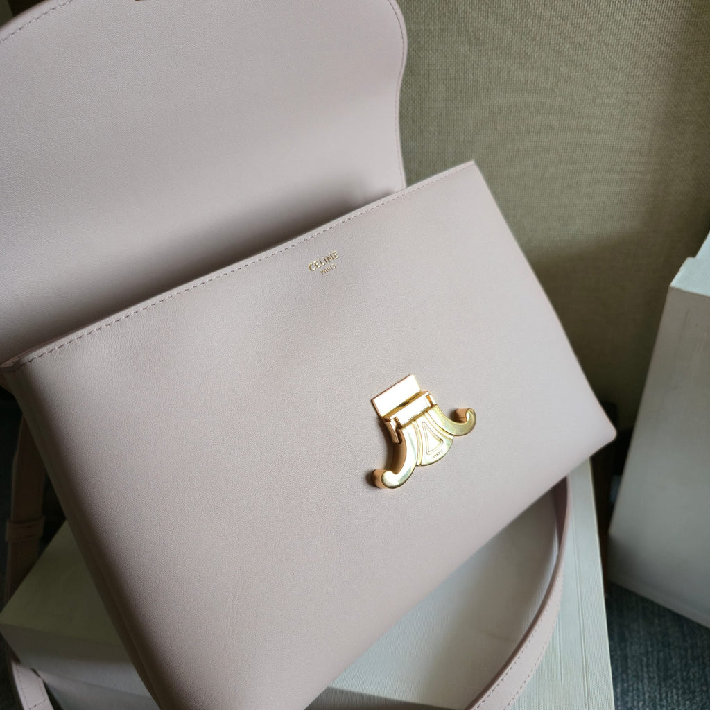 CELINE 25S MEDIUM NINO BAG 25MM IN LIGHT PINK CALFSKIN GOLD HARDWARE