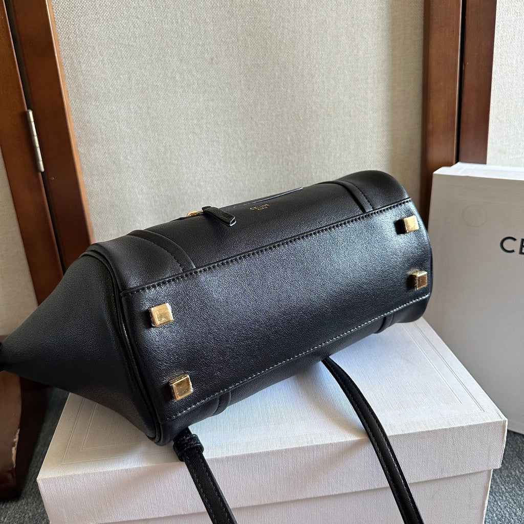 CELINE 25S NEW LUGGAGE 36MM IN BLACK CALFSKIN GOLD HARDWARE