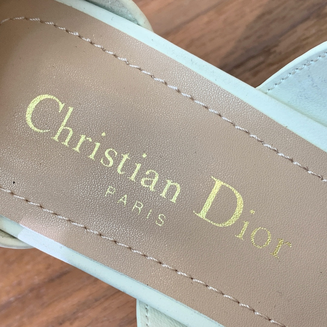 DIOR THREE-STRAP HIGH-HEELED EMBROIDERED SANDALS WHITE