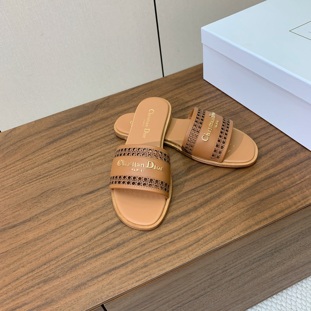 DIOR DWAY CIDER BROWN CALFSKIN AND GOLD LOGO