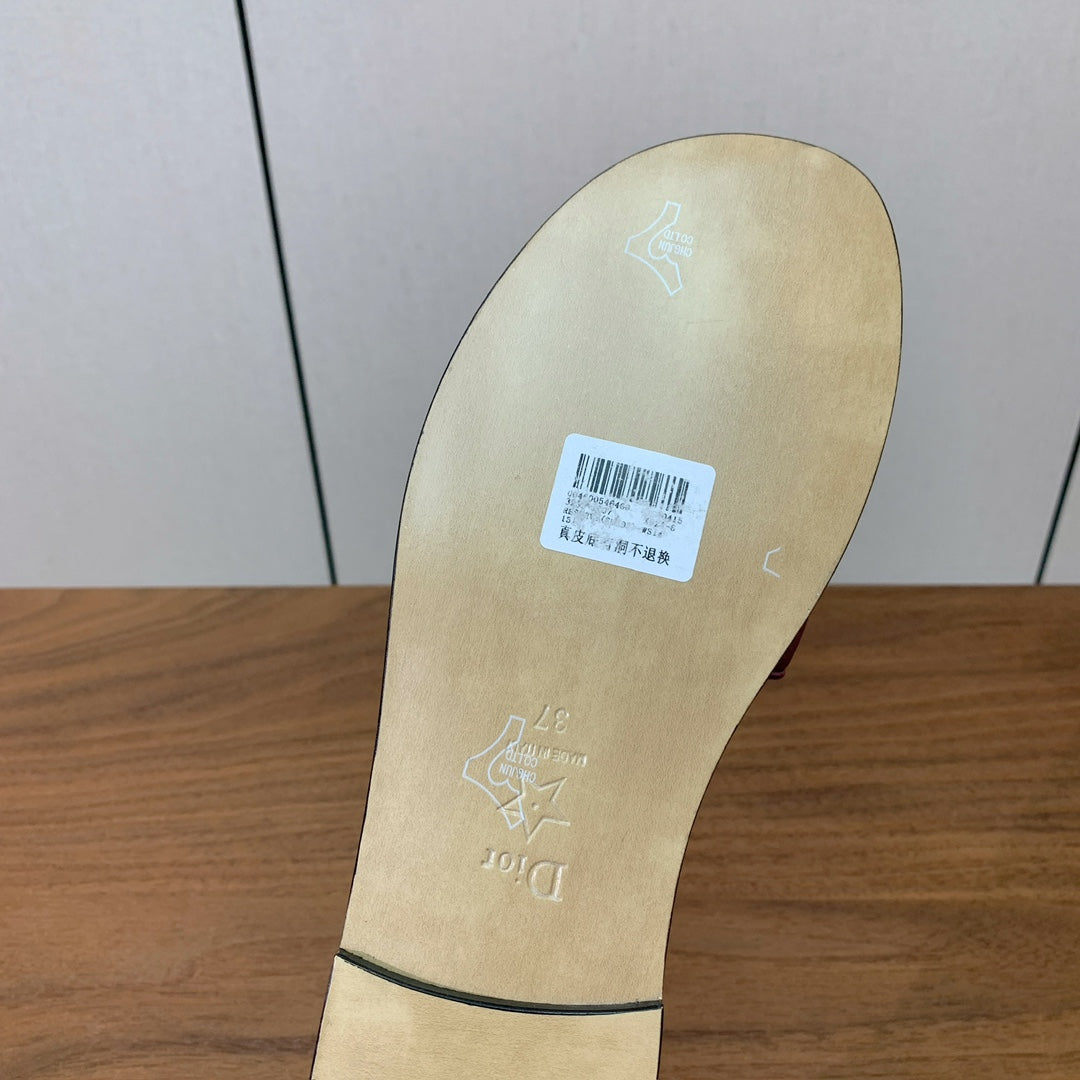 DIOR 25S DWAY SLIDE IN DARK RED CALFSKIN