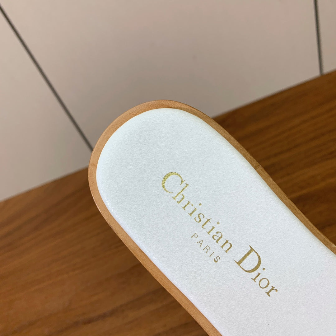 DIOR 25S DWAY SLIDE IN WHITE CALFSKIN