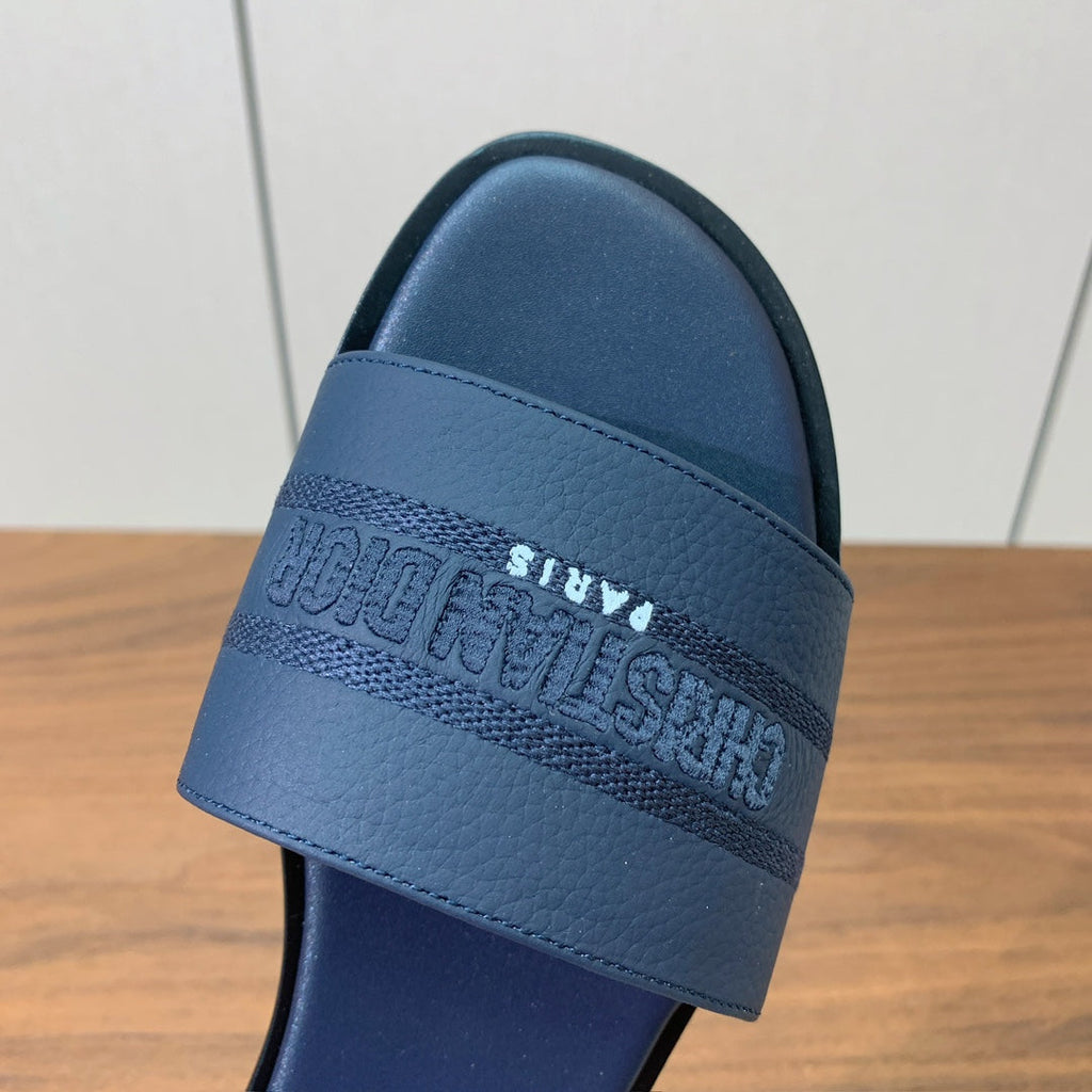 DIOR 25S DWAY SLIDE IN DEEP NAVY BLUE CALFSKIN