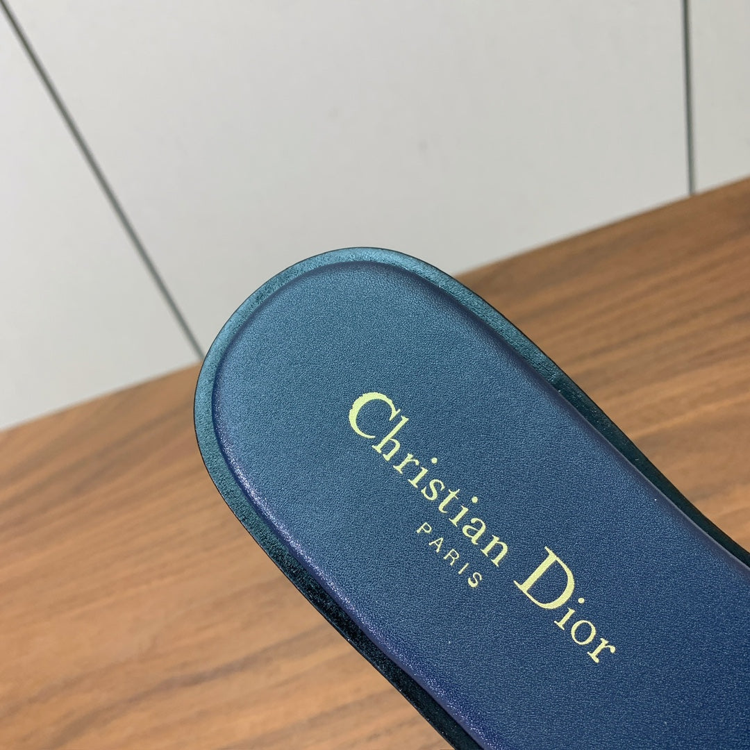 DIOR 25S DWAY SLIDE IN DEEP NAVY BLUE CALFSKIN