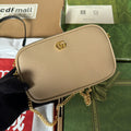 GUCCI MARMONT MINI SHOULDER BAG 18 IN BUFF BEIGE CALFSKIN GOLD HARDWARE