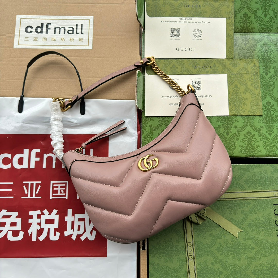 GUCCI MARMONT SHOULDER BAG 26 IN NUDE PINK CALFSKIN