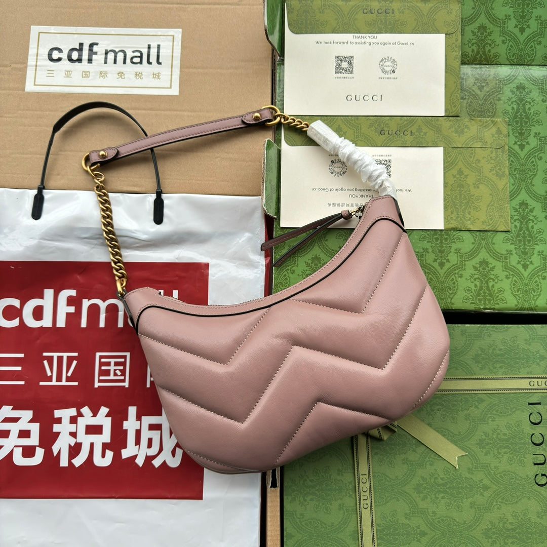 GUCCI MARMONT SHOULDER BAG 26 IN NUDE PINK CALFSKIN