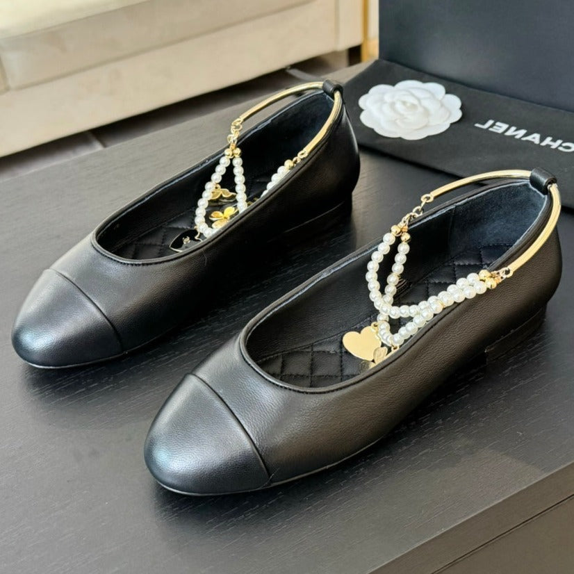 CHANEL Double Strap Chunky Heel Mary Jane Shoes Black