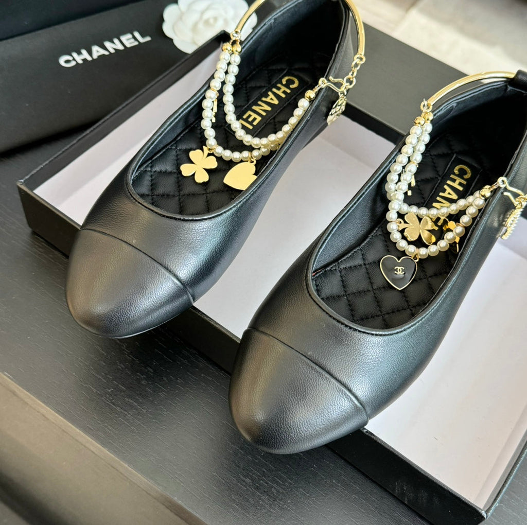 CHANEL Double Strap Chunky Heel Mary Jane Shoes Black