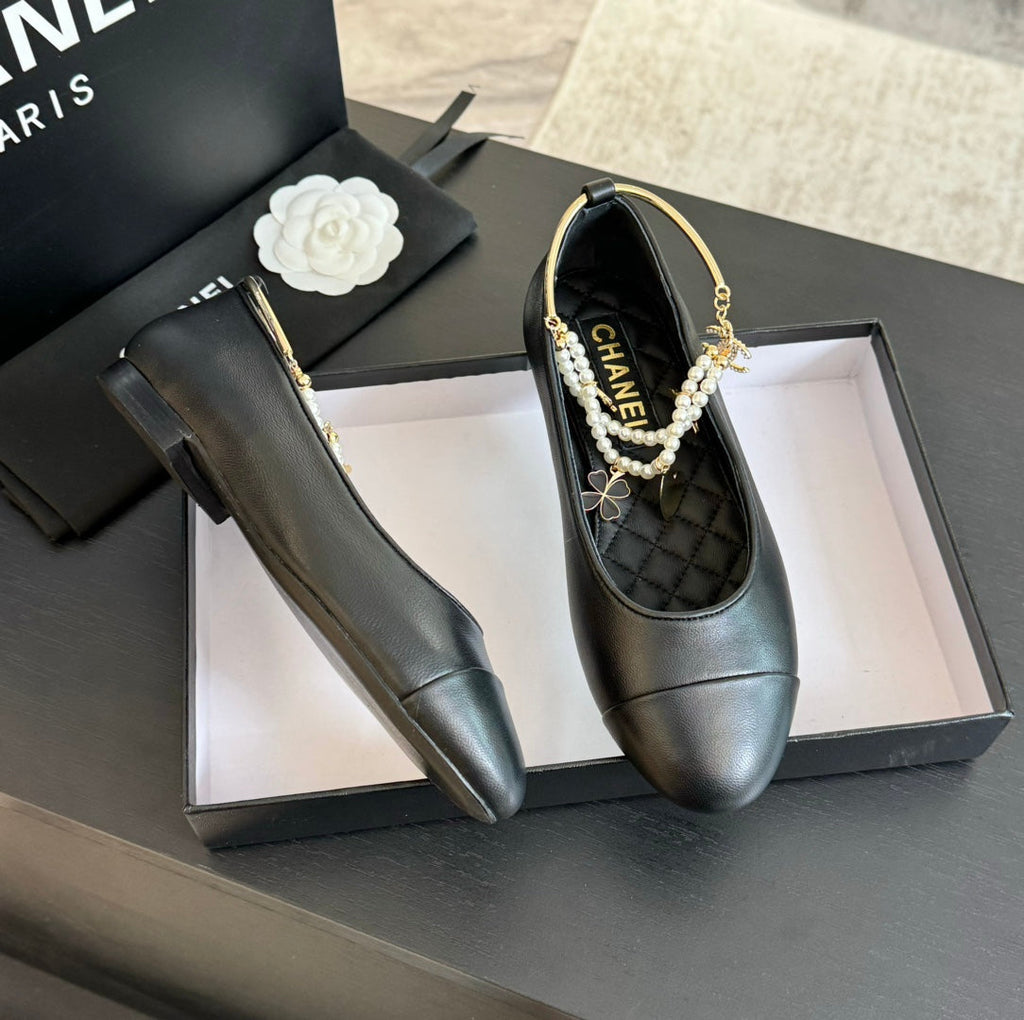 CHANEL Double Strap Chunky Heel Mary Jane Shoes Black