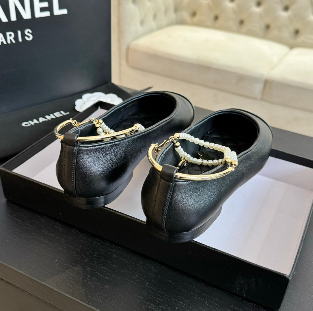 CHANEL Double Strap Chunky Heel Mary Jane Shoes Black