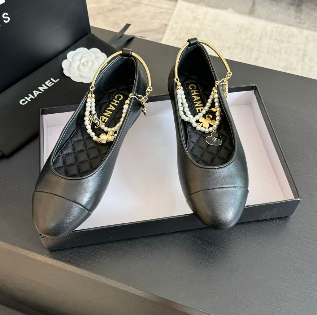 CHANEL Double Strap Chunky Heel Mary Jane Shoes Black