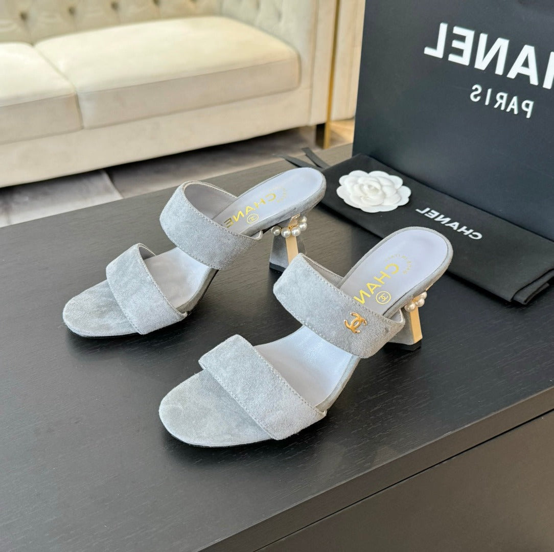 CHANEL High Heels Lambskin Gray
