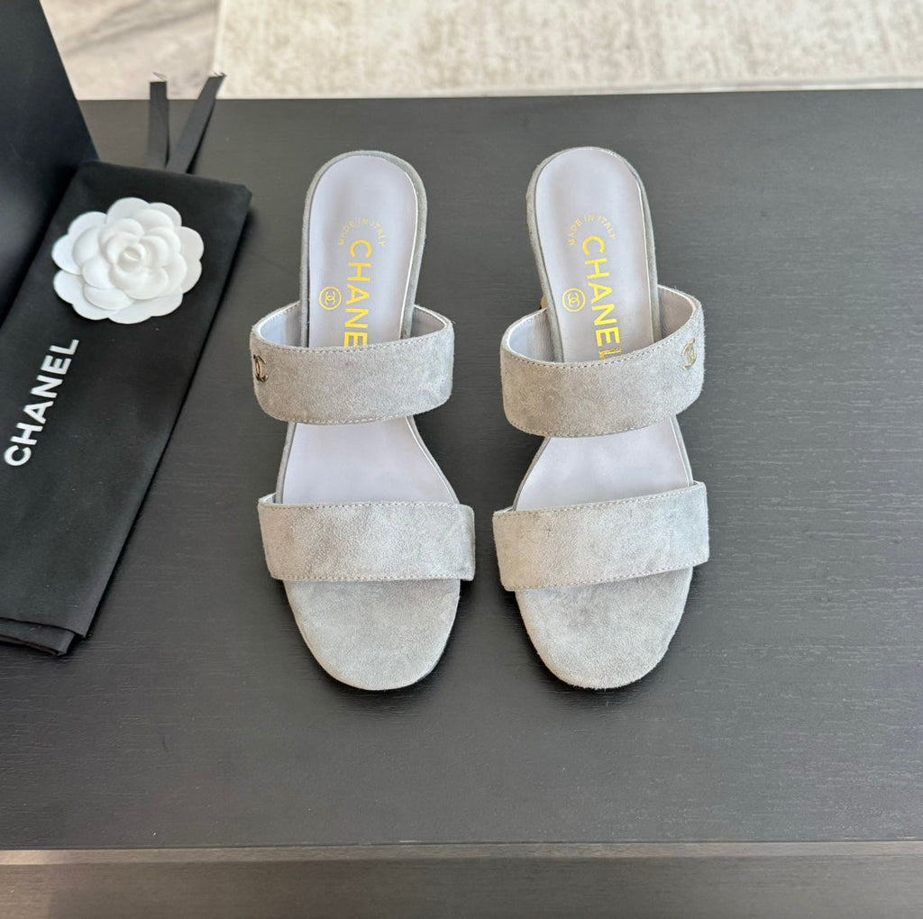 CHANEL High Heels Lambskin Gray