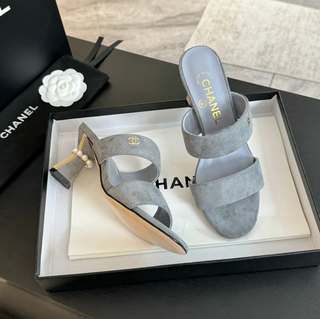 CHANEL High Heels Lambskin Gray