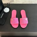 CHANEL BRIGHT PINK WOVEN FLAT SLIPPERS