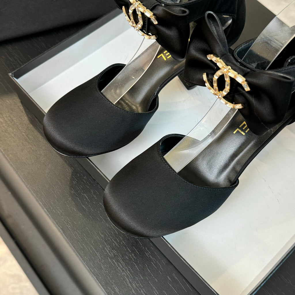 CHANEL HIGH MARRY JANE IN BLACK SATIN