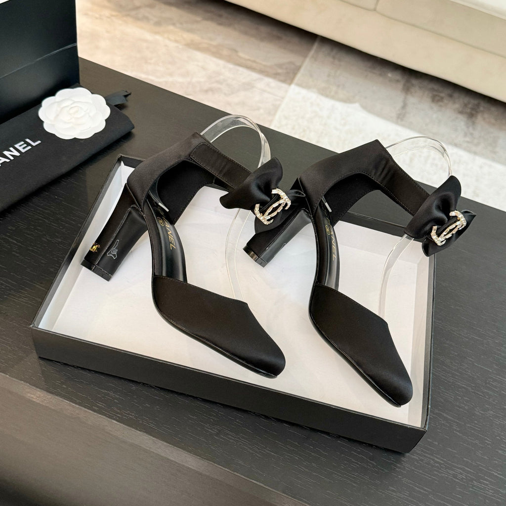 CHANEL HIGH MARRY JANE IN BLACK SATIN