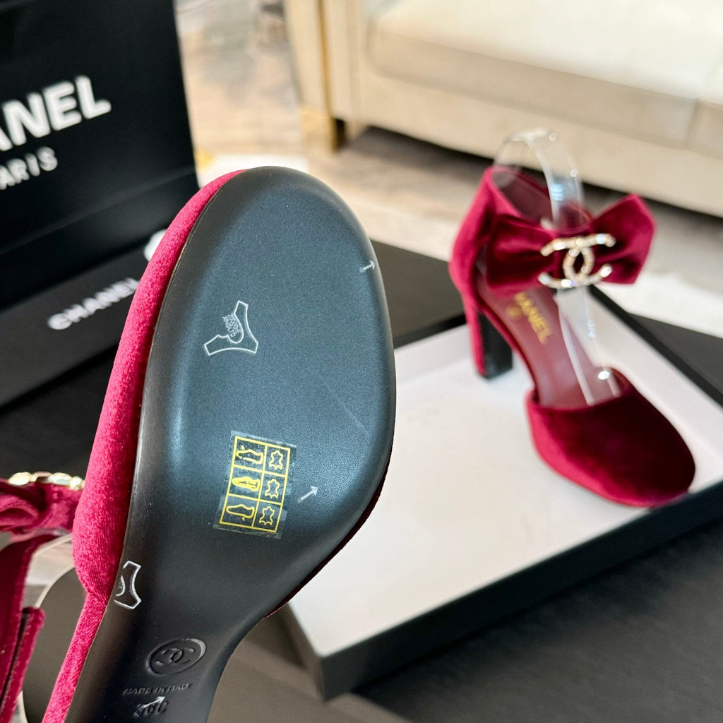CHANEL HIGH MARRY JANE IN CHERRY RED VELVET