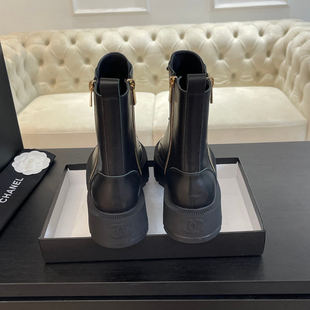 CHANEL ANKLE BOOTS IN BLACK LAMBSKIN