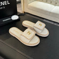 CHANEL Logo Mule Sandal 20mm White Lambskin 183980