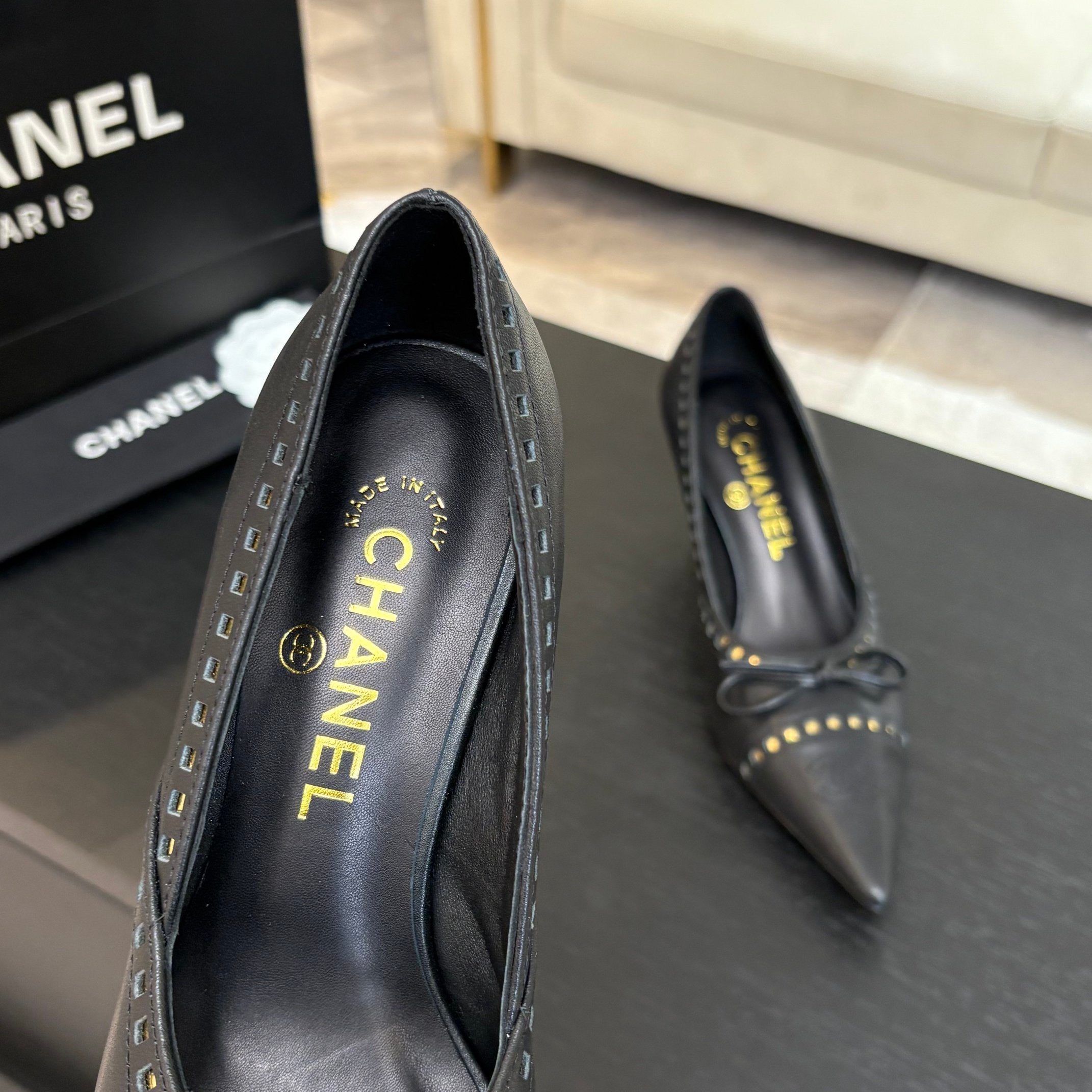 CHANEL HIGH HEEL PUMP 65 MM IN BLACK LAMBSKIN