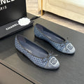 CHANEL BALLET FLATS IN AEGEAN BLUE MONOGRAM DENIM