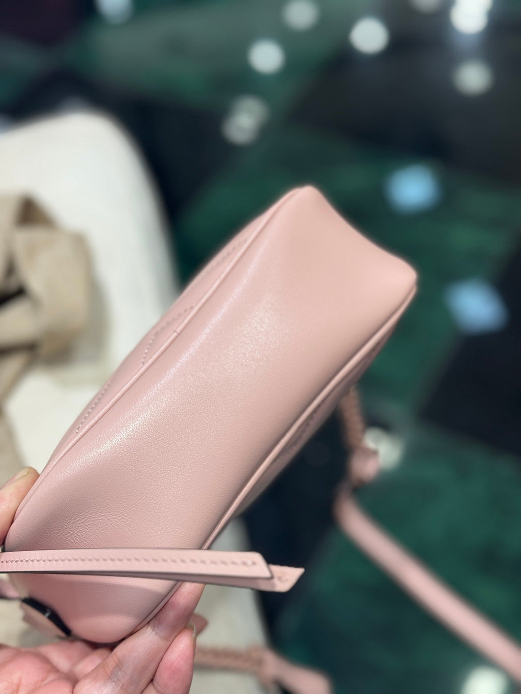 GUCCI MINI 18 MARMONT MATELASSÉ SHOULDER BAG LIGHT PINK CALFSKIN