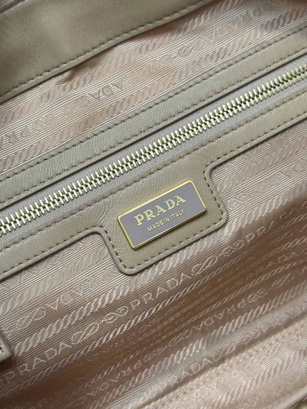 PRADA MEDIUM TOP HANDLE BAG 30 IN DRIED MOSS NYLON AND CALFSKIN TRIM