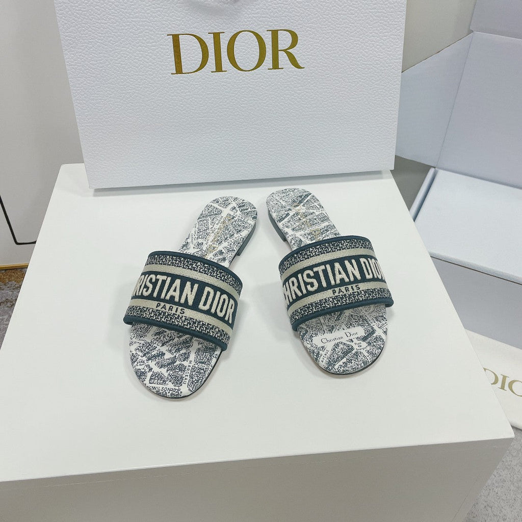 DIOR CD Mule Dway Slide 10mm Multi Motifs Style 3